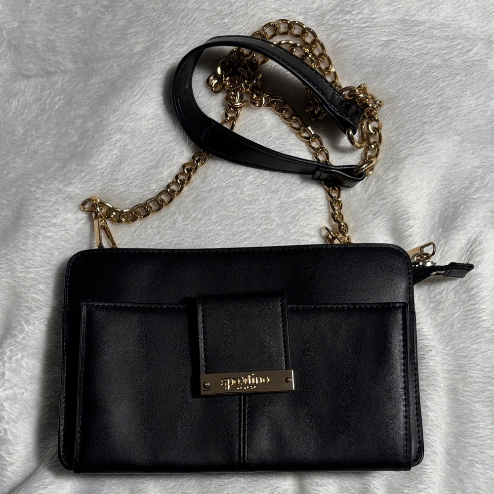 Spartina 449 Black crossbody with Gold Chain